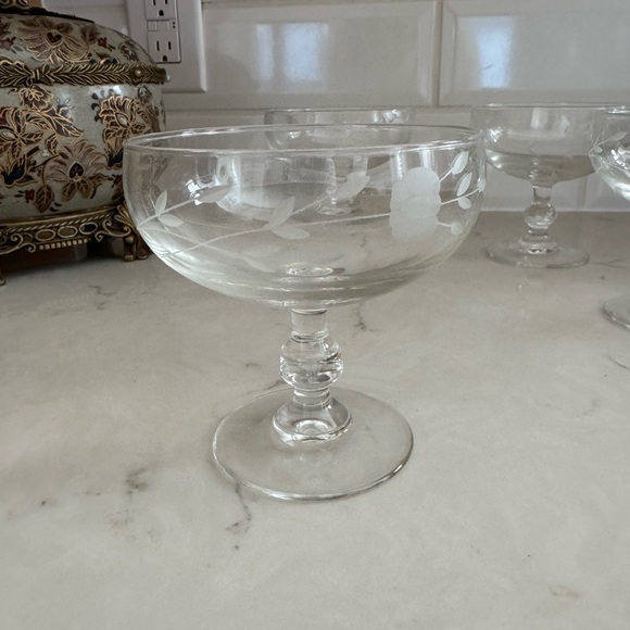 Princess House Heritage Etched Crystal Pedestal Dessert Bowl Dishes 507 Set of 4 - Picture 4 of 10